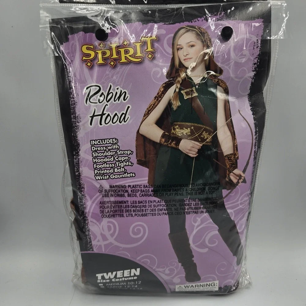 Spirit Halloween Robin Hood Tween Girls X-Large 14-16 Costume Complete In Bag